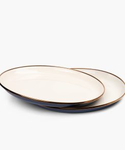 Enamel 2-Tone Deep Plate Set Indigo Blue