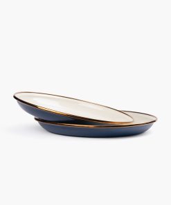 Enamel 2-Tone Salad Plate Set Indigo Blue