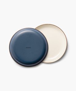 Enamel 2-Tone Salad Plate Set Indigo Blue